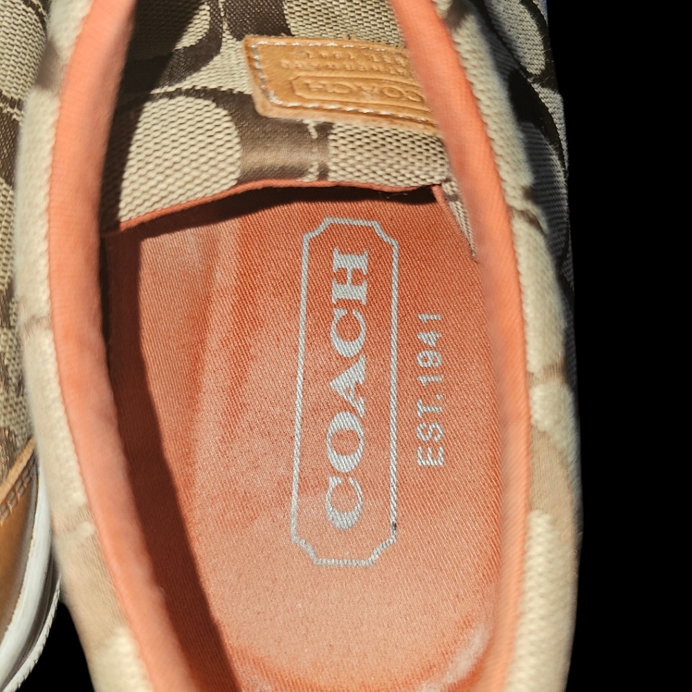 Coach Tan and Brown Signature Canvas Sneakers - Picture 8 of 12